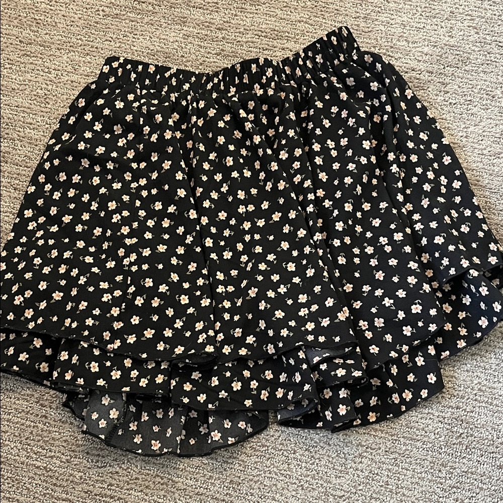Floral Black Skirt